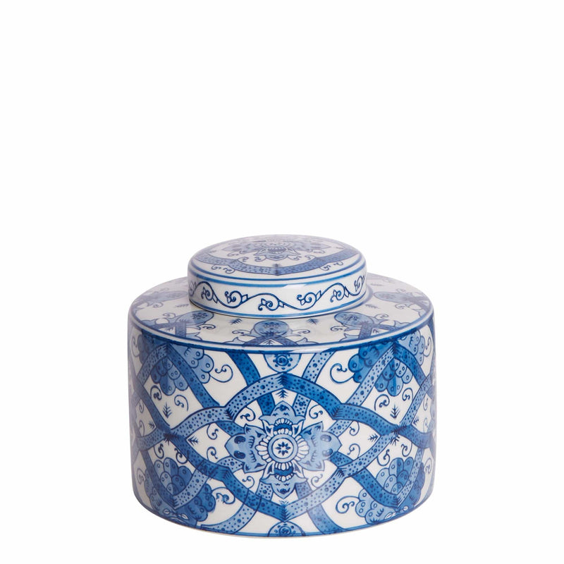 Florabelle Living Accessories Bungalow Blue & White Porcelain Jar Short Small