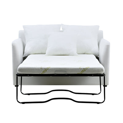 Florabelle Living Sofa Beds Noosa 1.5 Seat Sofa Bed Grey with White Piping