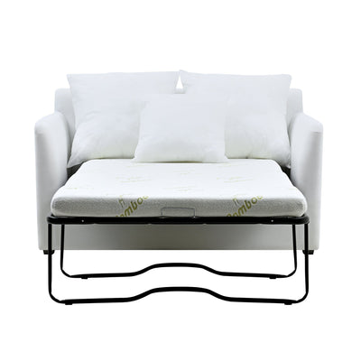Florabelle Living Sofa Beds Noosa 1.5 Seat Sofa Bed Natural with White Piping