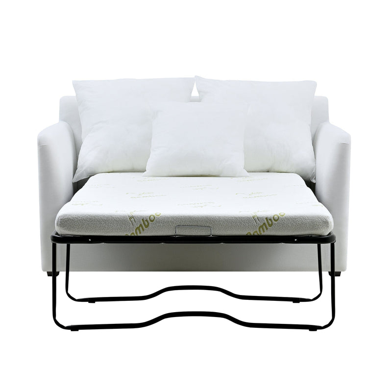 Florabelle Living Sofa Beds Noosa 1.5 Seat Sofa Bed Natural with White Piping
