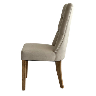 Oneworld Collection chairs & stools Diana Buttoned Hamptons Dining Chair Beige Linen Blend