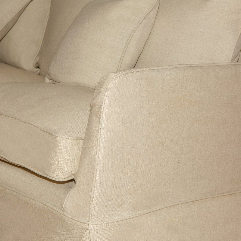 Noosa 3 Seat Hamptons Sofa Beige Linen Blend