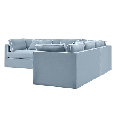 Oneworld Collection sofas Marbella Modular Sofa Beach with White Piping Left