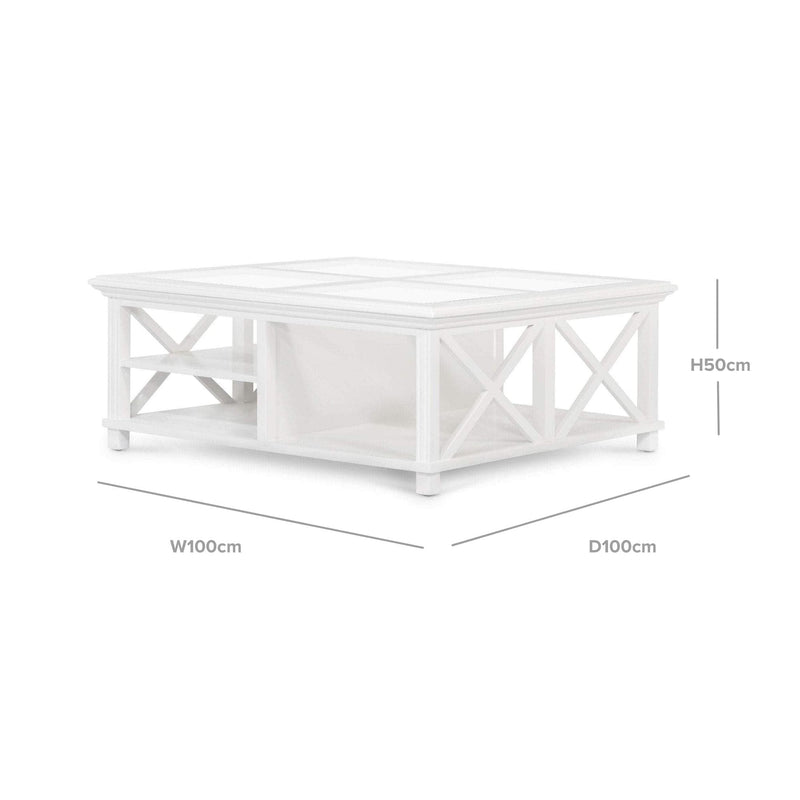 Oneworld Collection coffee tables & side tables Sorrento Large Glass Coffee Table White