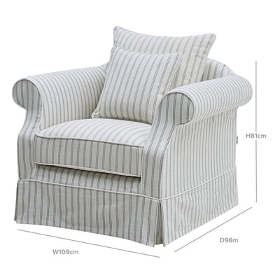 Oneworld Collection armchairs AVALON STONE STRIPE ARMCHAIR COVER