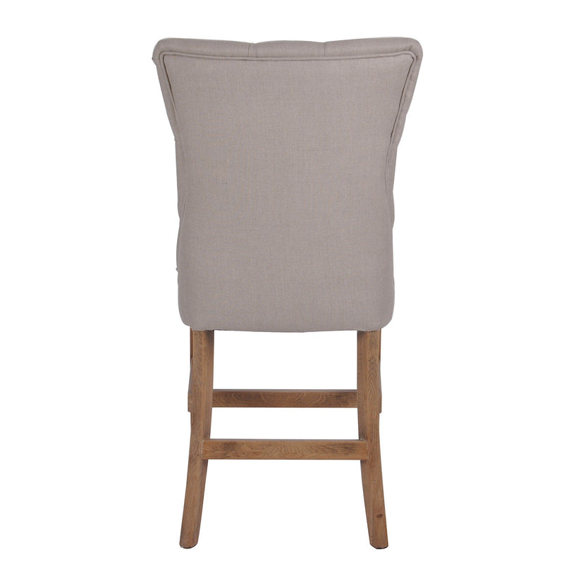 Oneworld Collection chairs & stools Beige Linen Counter Stool W/ Buttons