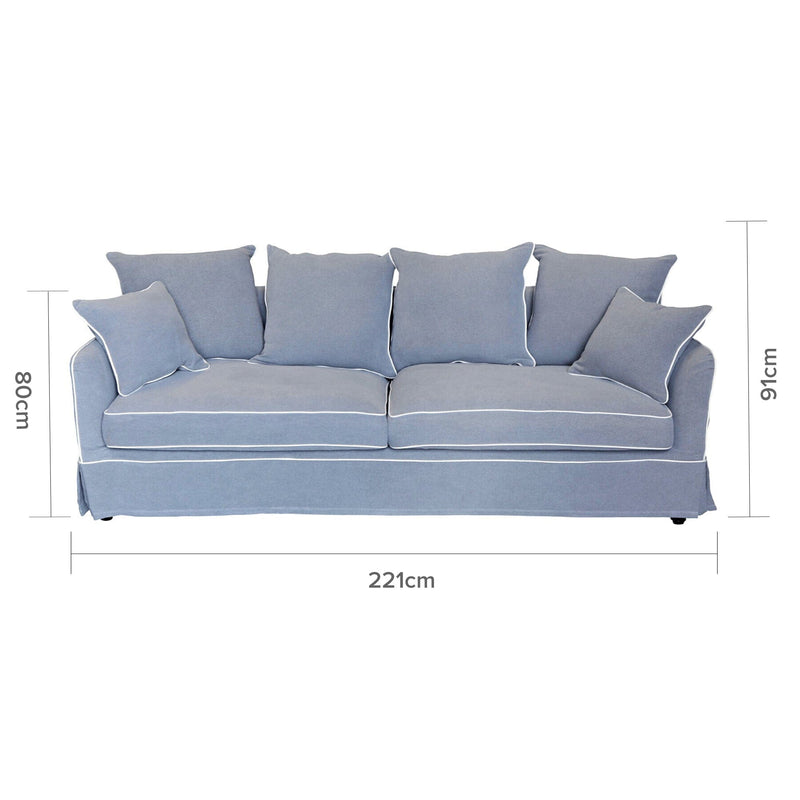 Oneworld Collection sofas Noosa 3 Seat Grey with White Piping