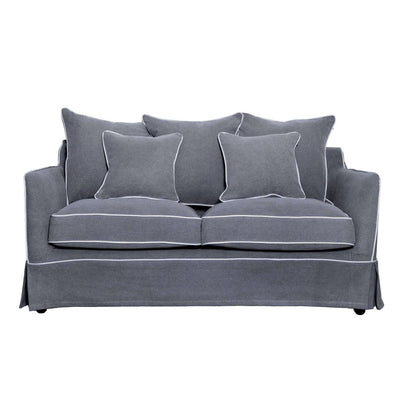 Oneworld Collection sofas Noosa 2 Seat Grey with White Piping