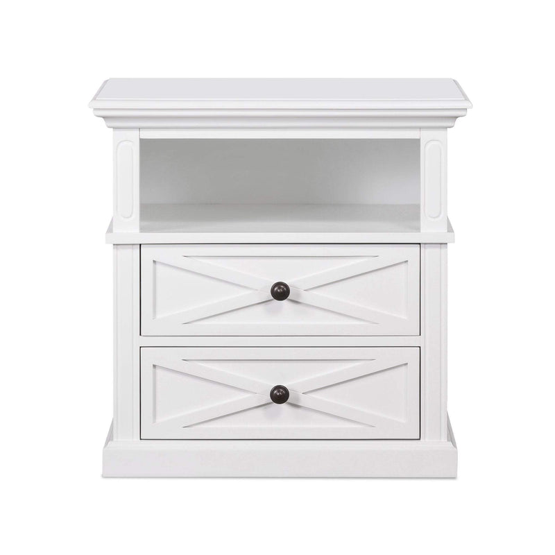 Oneworld Collection bedroom furniture Sorrento White Medium 2 Draw Bedside Table