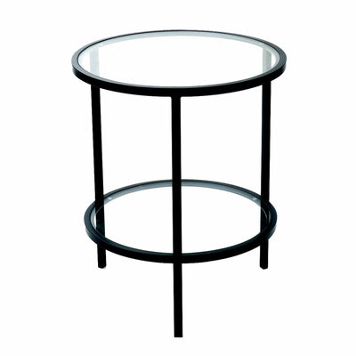 Oneworld Collection coffee tables & side tables Palladium Glass and Black Side  Table