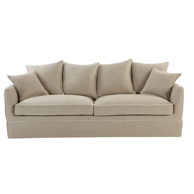 Oneworld Collection sofas Noosa 3 Seat Queen Sofa Bed Natural with White Piping