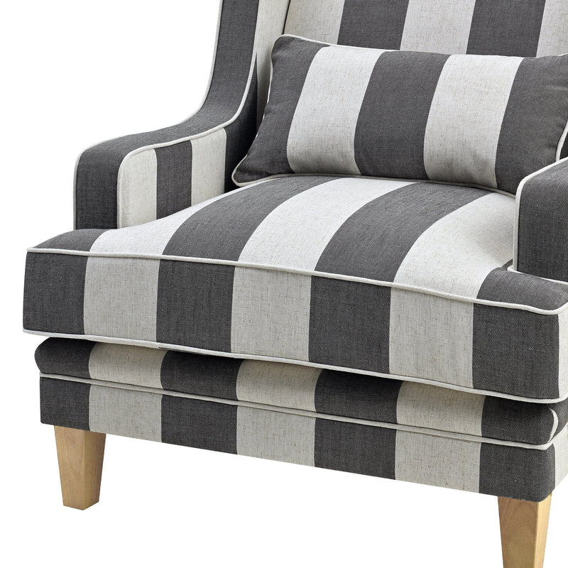 Oneworld Collection NZ Bondi Armchair Grey & Cream Stripe