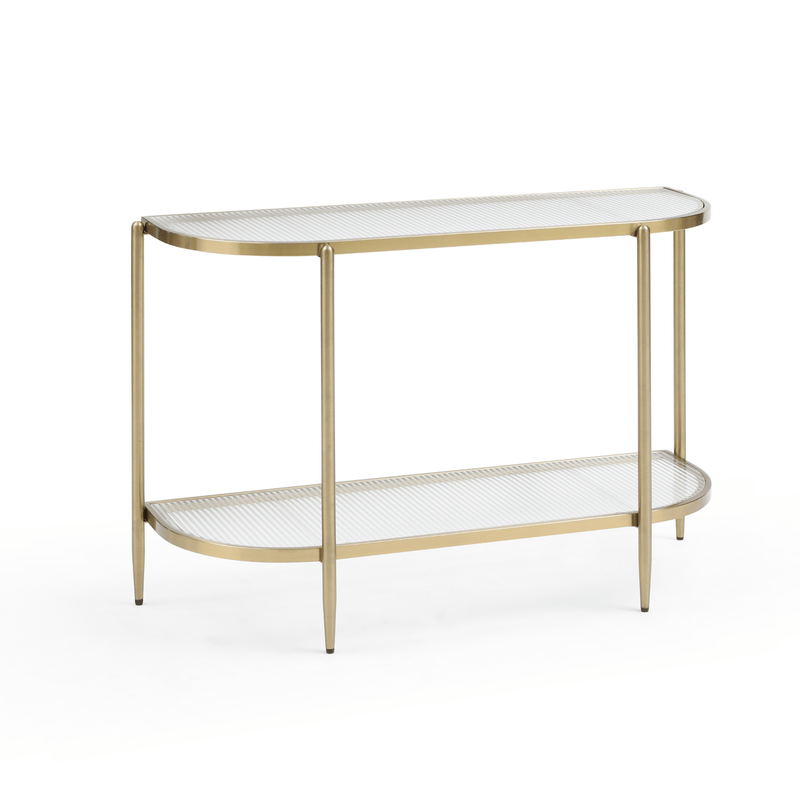 Seek & Ramble Hall Table Gatsby Console Hall Table Fluted Glass & Gold Metal