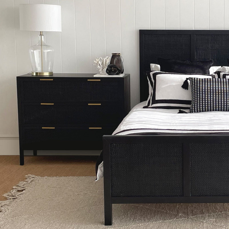 Latitude bedroom furniture Santorini Dresser 3 Door Black