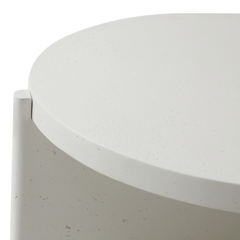 Seek & Ramble Side Tables Delos Round 50cm Side Table Faux Stone White