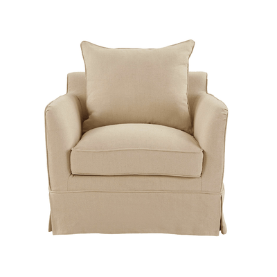 Oneworld Collection NZ Armchairs Noosa Hamptons Armchair Beige Linen Blend