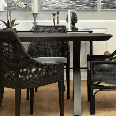 Oneworld Collection Dining Chairs Charlotte Rattan Dining Chair Black