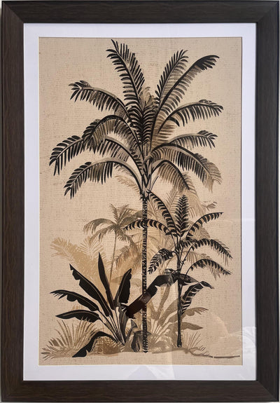 Robert Mark Limited Wall Art Golden Palm Print in Walnut Frame
