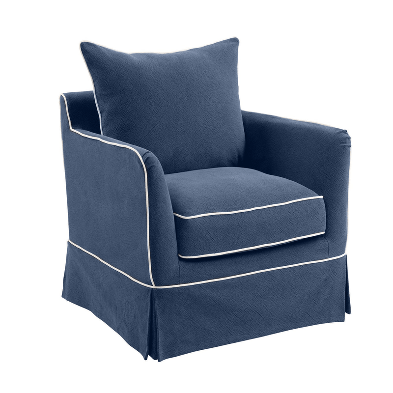 Oneworld Collection NZ Slip Covers Noosa Armchair  Navy with White Piping Slip Cover Only