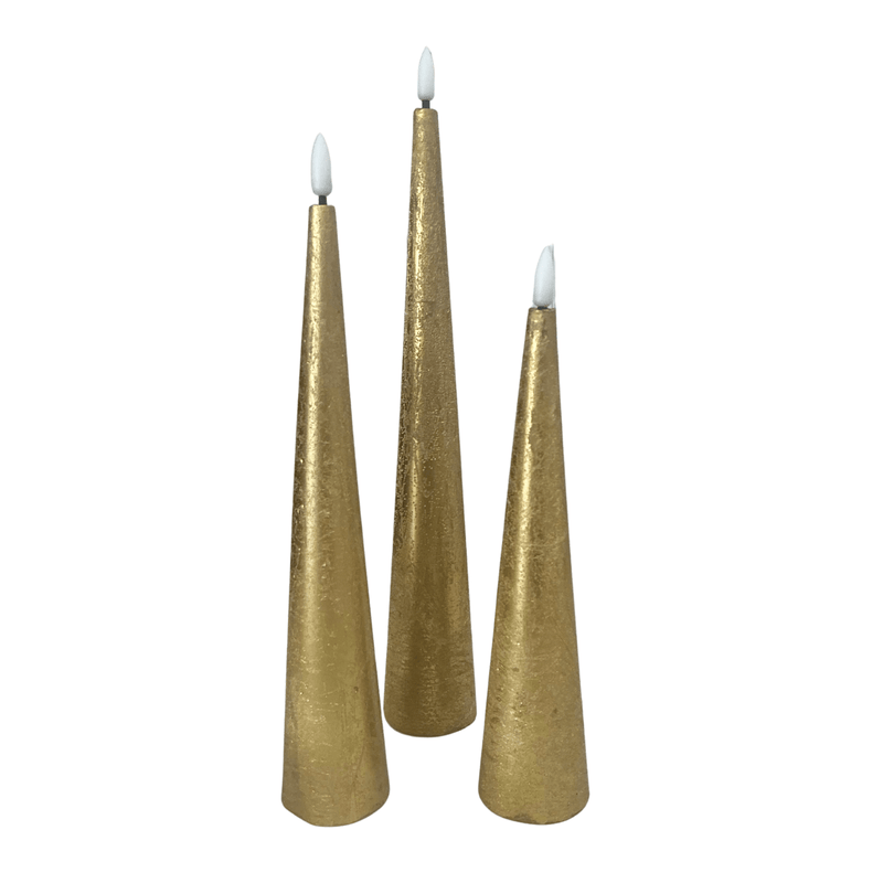 Mish/Stellar Haus Christmas Gold Cone LED Candle with Timer 25cm