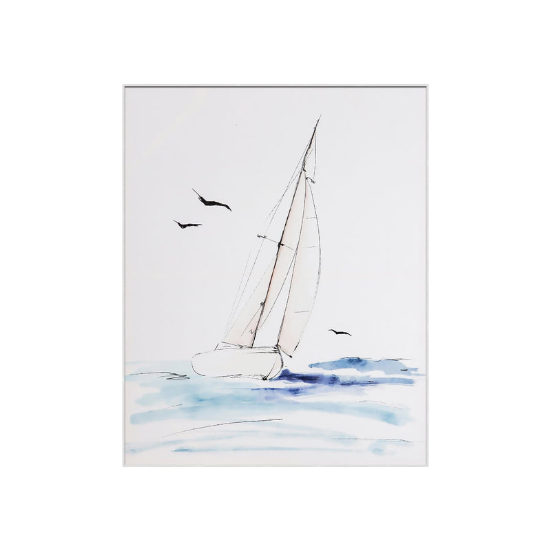 Oneworld Collection wall art Aidan Yacht Print With Natural Timber Frame