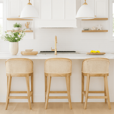 Oneworld Collection NZ Barstools Abbey Natural Rattan and Timber Coastal Counter Chair