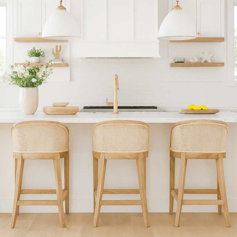 Oneworld Collection NZ Barstools Abbey Natural Rattan and Timber Coastal Counter Chair
