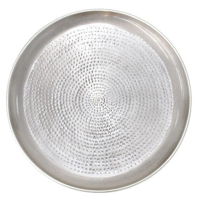 Flower systems Decorative Arya Silver Hammered Round Tray Round Large