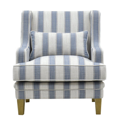 Oneworld Collection Armchairs Bondi Hamptons Armchair in Blue Sky Stripe Linen Blend