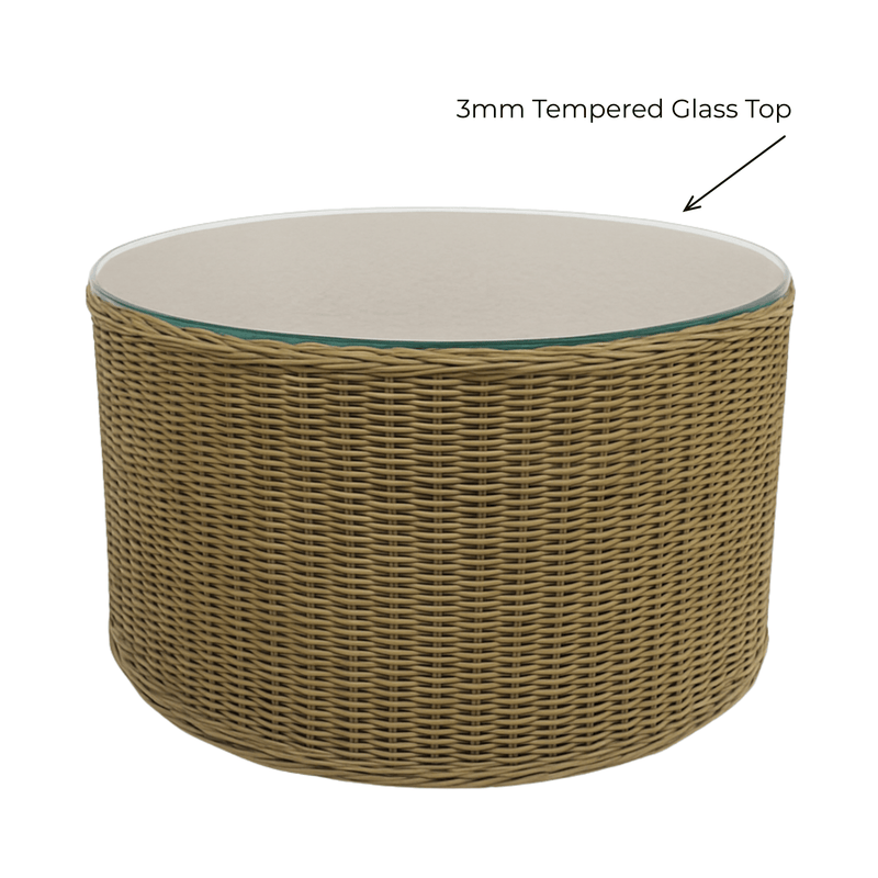 Oneworld Collection NZ outdoor Devonport Rattan Hamptons Outdoor Coffee Table 80cm Diametre