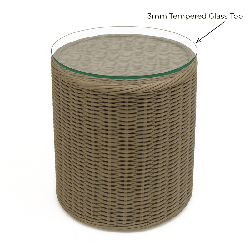 Oneworld Collection NZ outdoor Devonport Rattan Hamptons Outdoor Round Side Table 50cm Diametre