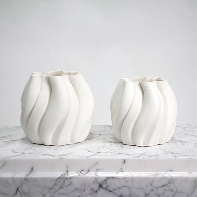 Oneworld Collection NZ Décor Emmy White  3D Ceramic Vase - Large