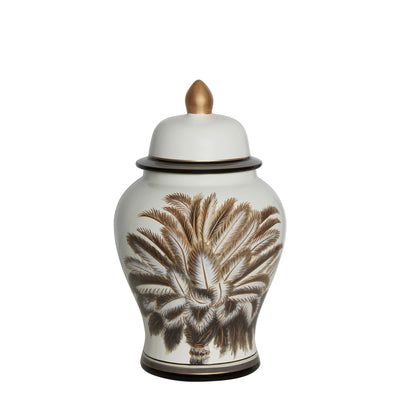 Florabelle Living Accessories Peacock White & Brown Porcelain Ginger Jar Small