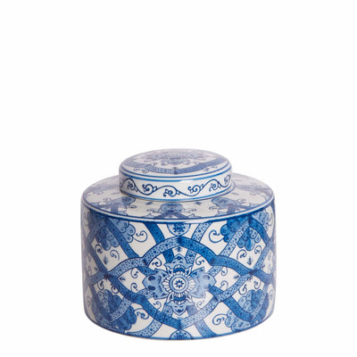 Florabelle Living Accessories Bungalow Blue & White Porcelain Jar Short Small