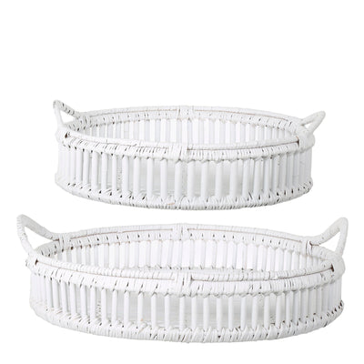 Florabelle Living Accessories Saona White Rattan Trays Set of 2