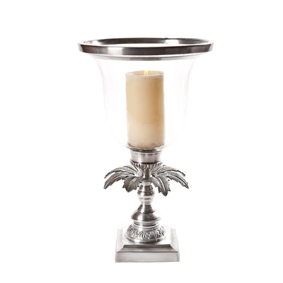 Florabelle Living Accessories Bethan Silver Palm Hurricane Candle Holder