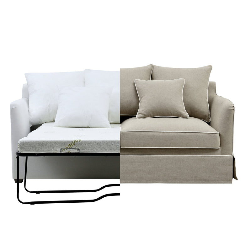 Florabelle Living Sofa Beds Noosa 2.5 Seat Sofa Bed Grey W/ White Piping