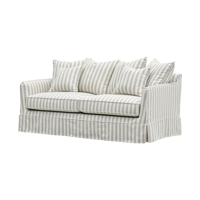 Oneworld Collection Slip Covers Slip Cover Only - Noosa 2 Seat Hamptons Sofa Natural Stripe