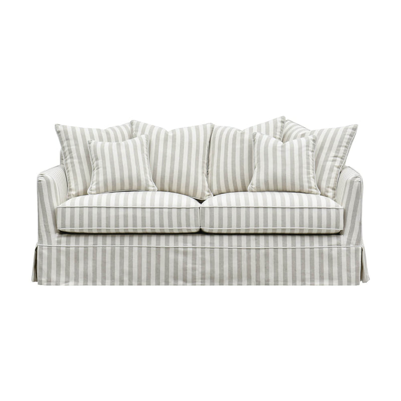 Oneworld Collection Slip Covers Slip Cover Only - Noosa 2 Seat Hamptons Sofa Natural Stripe