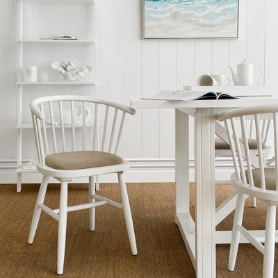 Oneworld Collection NZ dining chairs Noah Round Curved Strip Back Dining Chair White