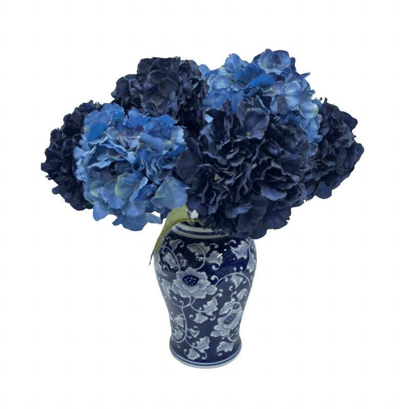 Oneworld Collection NZ Faux Plants Large Ball Hydrangea Stems - Navy