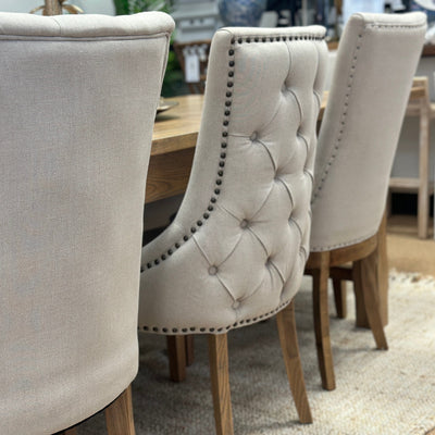 Oneworld Collection NZ Dining Chairs Bordeaux Studded Beige Dining Chair