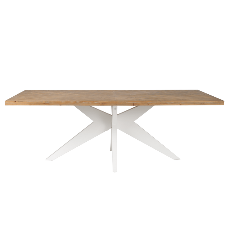 Oneworld Collection NZ Dining Tables Mudgee 220 cm Dining Table Timber Top White Leg