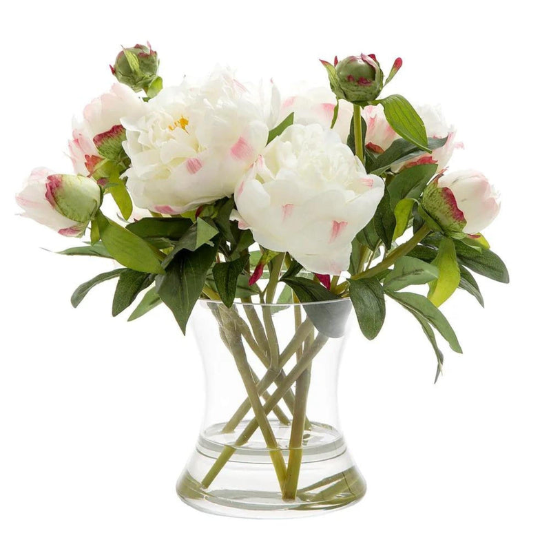 Florabelle Living Artificial-Plants Peony in Water in Vase White