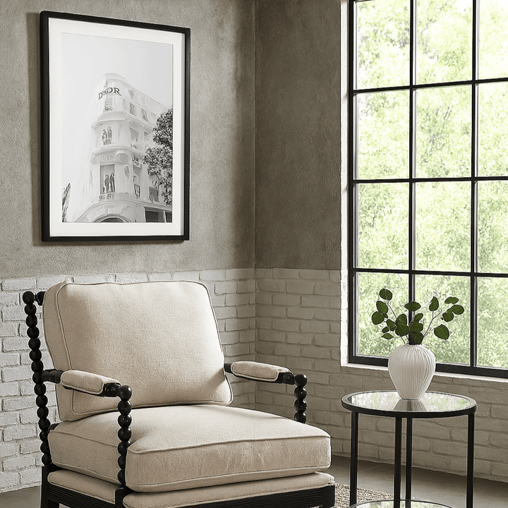 Dior Building Glass and Black Framed Print - 90cm x 120cm