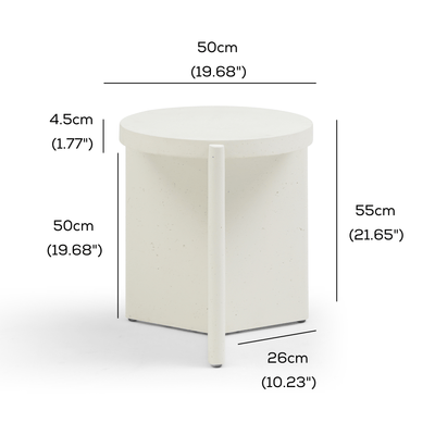 Seek & Ramble Side Tables Delos Round 50cm Side Table Faux Stone White