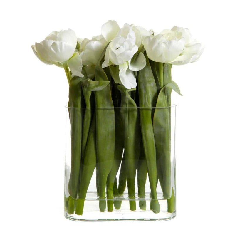 Florabelle Living Artificial-Plants Tulip in Water in Vase White