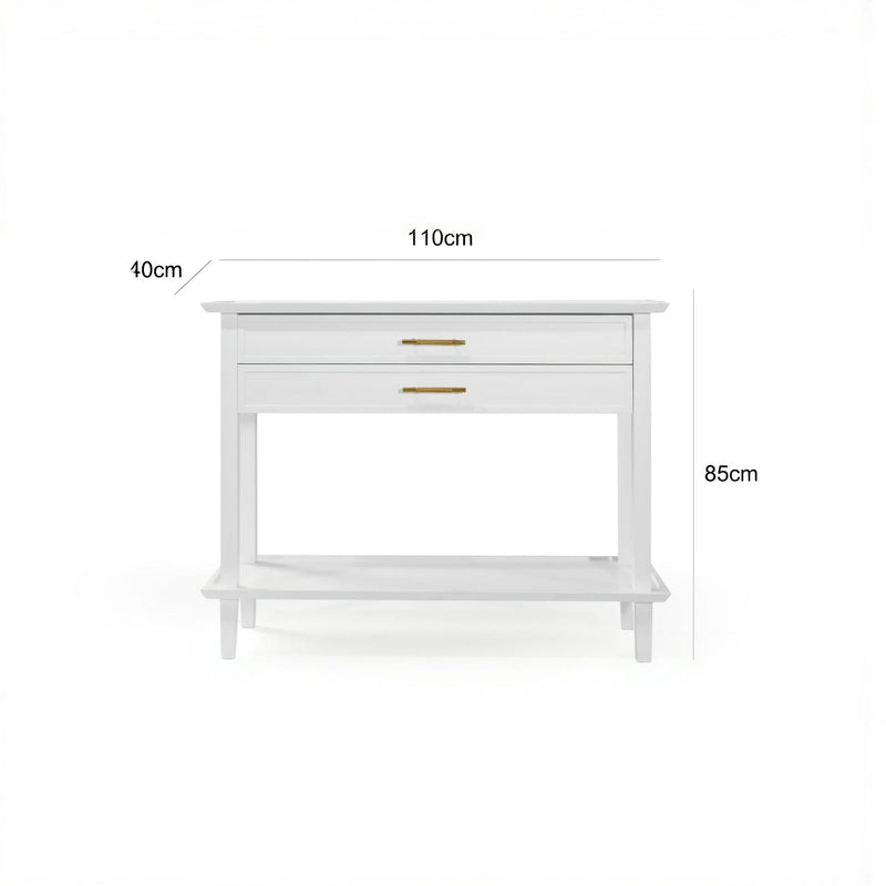 Oneworld Collection NZ Consoles Amber White 2 Drawer Console