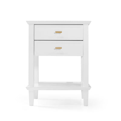 Oneworld Collection NZ Bedside Tables Amber White 2 Drawer Bedside Table
