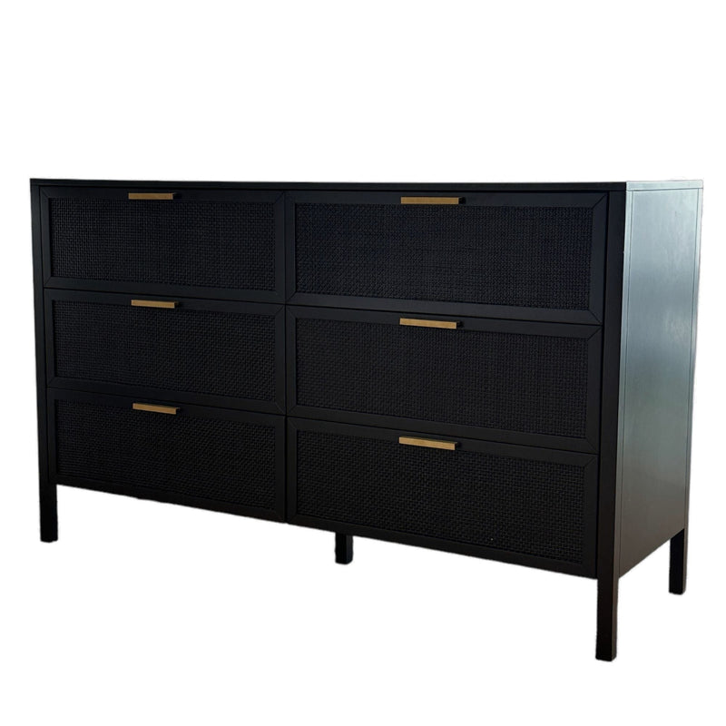 Oneworld Collection NZ Dressers Santorini Dresser 6 Drawer Black